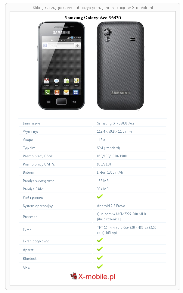 Samsung Galaxy Ace S5830 Allegro, OLX